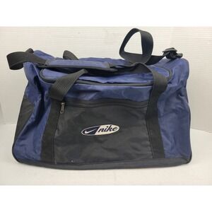 Vintage Nike Duffle Bag Blue Embroidered Center Swoosh‎ 90s Y2K Shoulder Strap